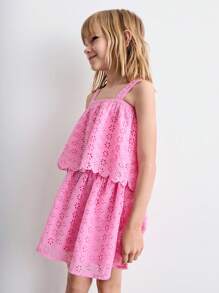 THE HAPPY LOOK Young Girl Sleeveless Embroidered Blouse And Embroidered Mini Skirt Sets