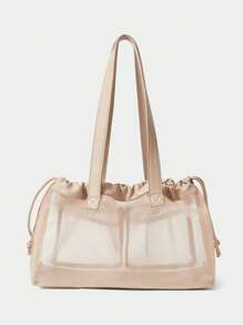 SHECARRY 时尚百搭甜美风格网眼单肩包、健身包 - 裸色 - 查看 7