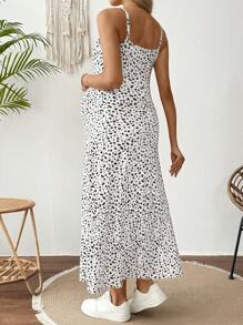 SHEIN Ditsy Floral Casual Sleeveless Maternity Dress For Vacation Women Summer Clothing,Vacation,Vacay Outfits Women - Black and White - View 2