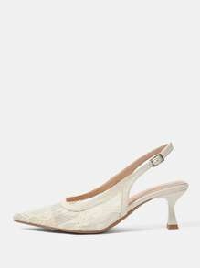 CUCCOO HITCHD White Lace Pointy Toe Hollow Out High Heel Pumps For Women, Bridal Wedding Vacation Style - Apricot - View 10