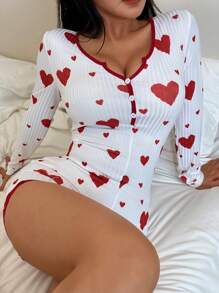 Dream Adore Playsuit met lange mouwen en kanten hartprint
