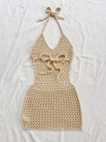 Soleia Abito corto elegante boho con paillettes, senza schienale, adatto per matrimoni in spiaggia primaverili/estivi, lauree, brunch, San Patrizio, vacanze di primavera, Pasqua, festival musicali