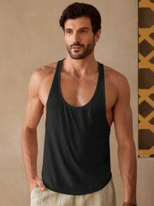 HIMLAND Men's Casual Knitted Crew Neck Sleeveless Solid Color Tank Top Men Tank Tops Men Sleeveless Shirt Singlet Men Men Black Tank Top Mens Tank Mens Tank Top Mens Sleeveless Shirts