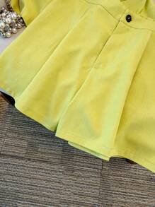 SHEIN Clasi Conjunto de 2 piezas de top de tirantes y shorts de unicolor para tallas grandes