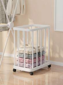 1pc High-End Movable Laundry Basket With Yoga Mat Storage, Large Capacity Dirty Clothes Hamper With Wheels For Bathroom, Multipurpose Storage Basket - Multicolor - View 4