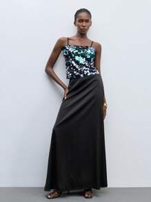 Maija 彩色亮片装饰吊带背心，时尚都市风格，适合夏季度假、派对、节日活动，用途广泛 - 黑色 - 查看 1