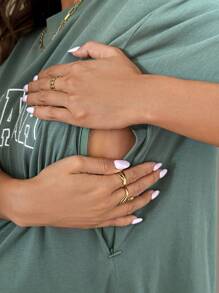 SHEIN Nursing Crew Neck Dolman Sleeve Letter Print Casual Summer Top Vacation Outfits Graphic Tees