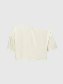 ROMWE Hippie 1pc Women's Short Sleeve Asymmetrical Neck Fashion T-Shirt, Suitable For Summer