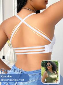 SHEIN Áo ngực ren cỡ lớn có gọng, nâng đỡ và gợi cảm, dây đeo có thể tháo rời, đeo chéo sau lưng, nhiều kiểu mặc, nâng ngực - trắng - Xem 6