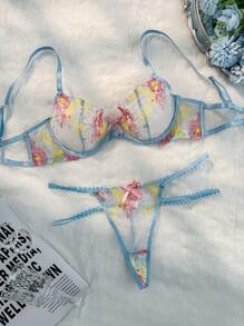 SHEIN Set de 2 sujetadores sin aros con bordado vintage romántico y lazo