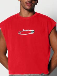 SUMWON Top sin mangas corto y casual con borde crudo tipo boxy, diseño urbano contemporáneo con logo de superviviente, para usar en festivales y streetwear de verano
