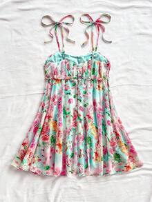 Soleia Váy mini in họa tiết dệt dây mảnh cho nữ trang phục thường ngày váy lưới đi nghỉ trang phục mùa xuân cho nữ váy hoa váy suông cho nữ - Nhiều màu - Xem 2