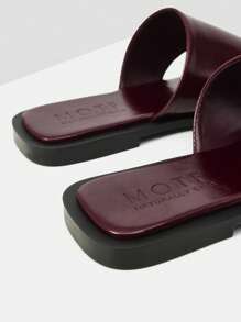 MOTF PREMIUM SQUARE TOE SLIP ON FLAT SANDALS FOR CHRISTMAS - Burgundy - View 8