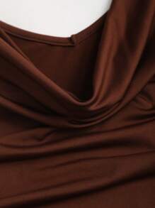 Sweetra Đầm bó sát có dây đeo vai hở màu nâu dành cho nữ, phong cách mùa hè - màu nâu - Xem 4