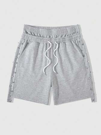 Street Life Pantalones cortos de hombre con cintura de doble capa y remaches empalmados