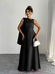 Elenzga Đầm dạ hội đen không tay tối giản thanh lịch cỡ lớn cho nữ, Đầm mùa hè cho nữ, Đầm thường ngày cho nữ, Trang phục sinh nhật cho nữ, Đầm đen cỡ lớn cho nữ, Đầm dạ hội thanh lịch - màu đen - Xem 4