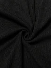 SHEIN Maternity Ribbed High Elastic Bodycon Suspender Bodysuit Black Maternity Slim Bodysuit Casual - Black - View 7