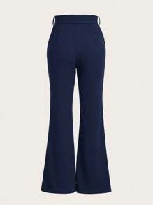 Ellevyn Pantalones de campana con cinturón y costuras frontales para mujer