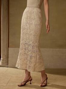 MOTF PREMIUM VÁY CẮT BIAS THÊU - Màu be - Xem 7