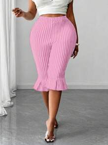 Elenzga Plus Size Striped Casual Pants - Multicolor - View 3
