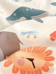 Cozy Pixies 男婴舒适睡衣套装，植物与花卉图案针织柔软圆领短袖上衣和松紧腰短裤