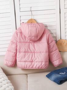 Emery Rose Kids Emery Rose Kids 女童平纹休闲连帽拉链棉服外套 - 粉色 - 查看 5