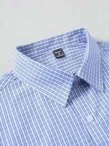 Manfinity Mode Camisa de manga larga a cuadros de uso diario y casual para hombres