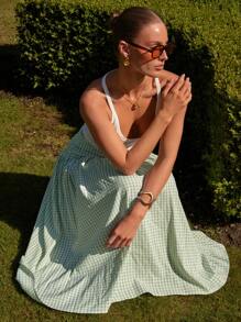 COSMINA Falda larga estilo A con estampado floral y cintura ancha, para campo y vacaciones, de verano