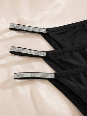 7 st/set silverfärgade bältesdekorationer bekväma sexiga damtrosor, blandade färger