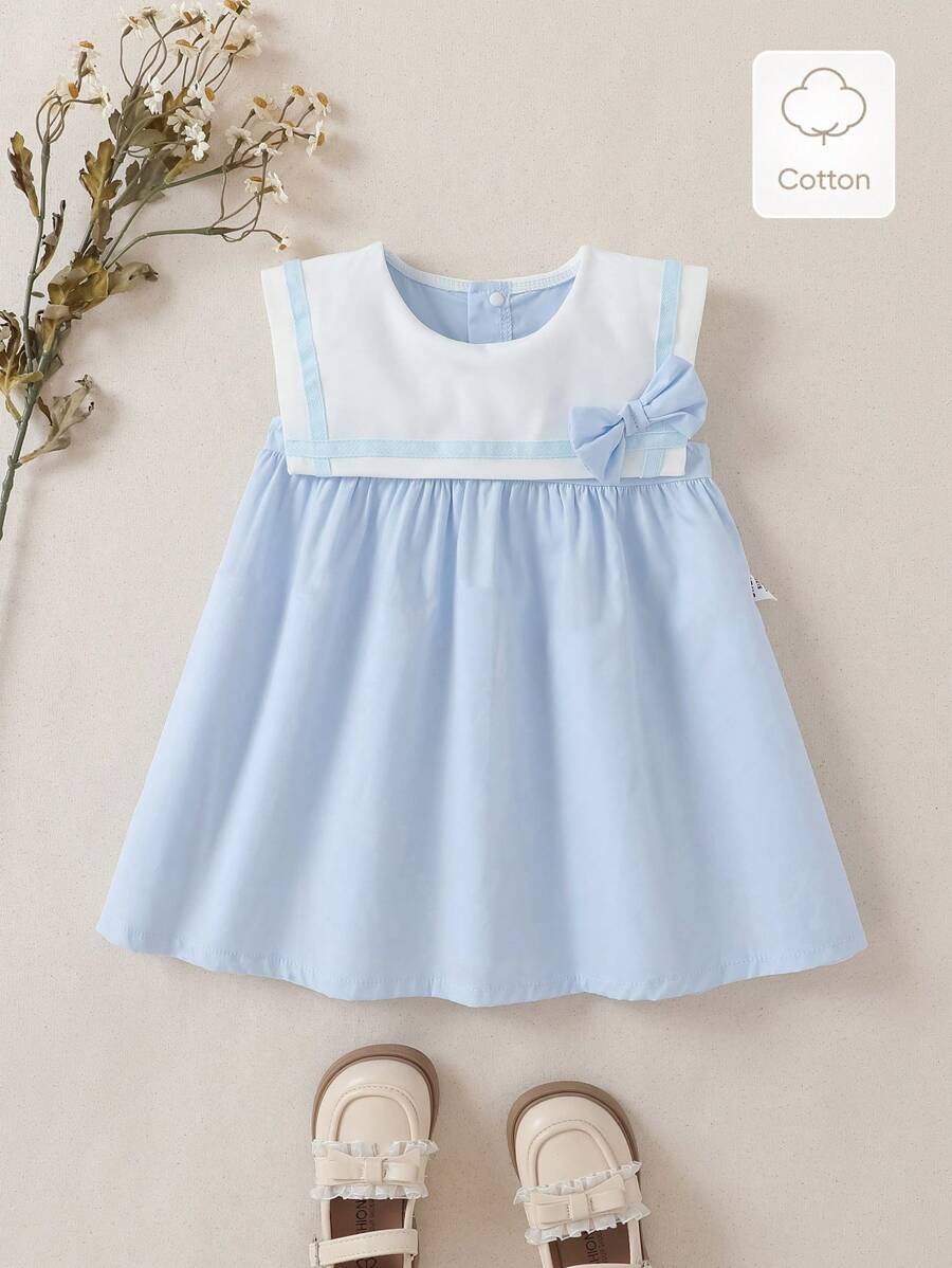 Souflis Souflis Vestido de niña fresco y encantador con decoración de mariposas - Azul - Ver 1
