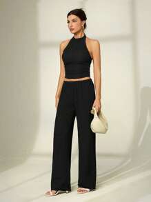 SHEIN Tall Body de punto verde militar, de moda para el verano - Negro - Ver 4