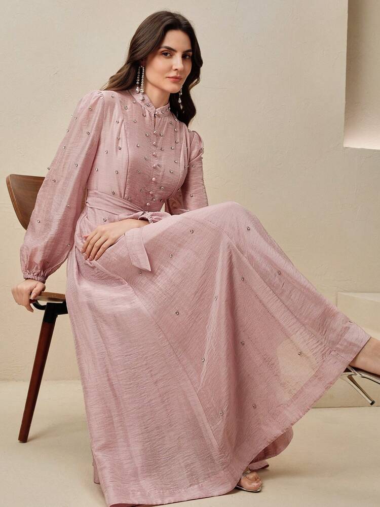 Vestido Longo Feminino com Strass 3D, Vestido de Noite Elegante e Versátil