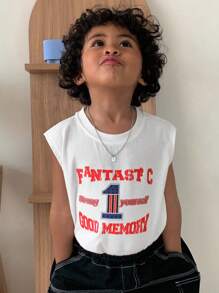 DAZY 男童圆领针织图案印花背心，夏季 - 白色 - 查看 7