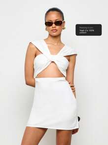 AiiRZ 扭纹细节棉质迷你连衣裙