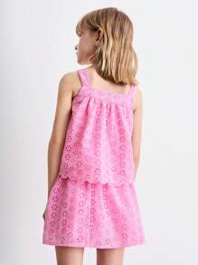 THE HAPPY LOOK Young Girl Sleeveless Embroidered Blouse And Embroidered Mini Skirt Sets