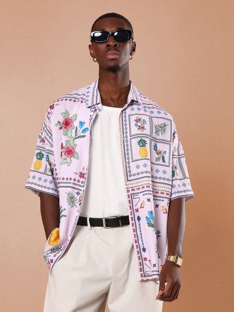 Retro Floral Pineapple Resort Shirt