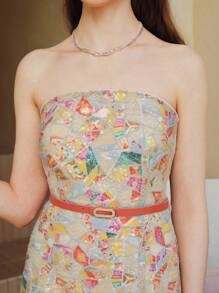 MOTF PREMIUM VÁY NGẮN QUAI ĐEO THẮT LƯNG SEQUIN TƯƠNG PHẢN - Rượu sâm banh - Xem 2