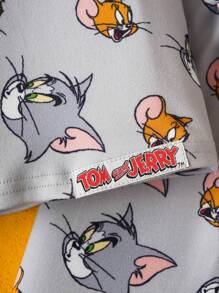 TOM & JERRY X SHEIN 男童卡通图案长袖上衣和裤子睡衣套装 - 灰色 - 查看 4