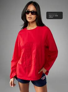 Missguided x Playboy Maglia lavorata a maglia in stile college, con applicazione di numeri, abbigliamento casual sportivo a maniche lunghe, vestibilità ampia, adatto all'autunno e all'inverno