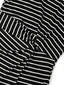 Ellevyn 腰部扭纹下摆开衩修身连衣裙，适合夏季休闲出游 - 黑與白 - 查看 9