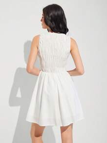 Roylia Women's Elegant Graduation Season Casual Fashionable Summer Graduation Season Slim-Fit Short Dress - White - View 2