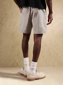 SUMWON 经典夏季松紧腰短裤舒适休闲沙滩散步休闲轻便度假装 - 卡其色 - 查看 2