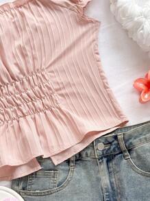 Soleia 纹理系带休闲度假衬衫，时尚前卫 - 粉色 - 查看 3