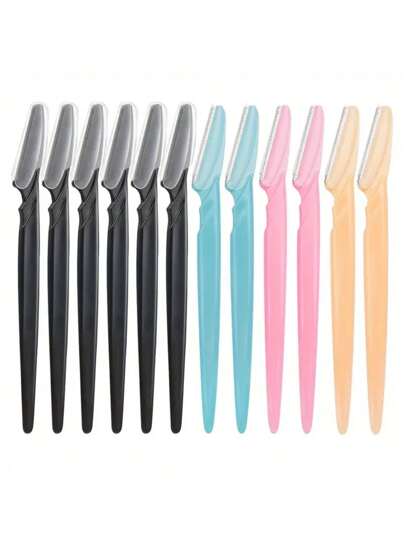 SHEIN 1/3/6/1224 peças de lâminas de precisão para sobrancelhas e rosto para homens e mulheres - aparadores de pelos de aço inoxidável com capas, design ergonômico, ideal para sobrancelhas, remoção de pelos do nariz e orelhas, sem fragrância, cuidados faciais | Ferramentas de cuidados modernas | Lâminas duráveis, aparador de sobrancelhas