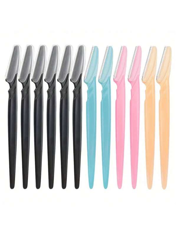 SHEIN 1/3/6/1224pcs Precision Eyebrow & Face Razors For Men & Women - Stainless Steel Hair Trimmers With Covers, Ergonomic Design, Ideal For Eyebrows, Ear & Nose Hair Removal, Fragrance-Free, Facial Hair Grooming|Modern Grooming Tools|Durable Razors, Eyebrow Trimmer