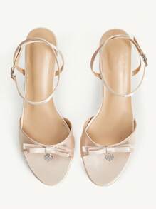 SHEIN X Belle Mariano CUCCOO CHICEST Giày cao gót mũi tròn quai chữ T màu mơ cho nữ - Màu be - Xem 2