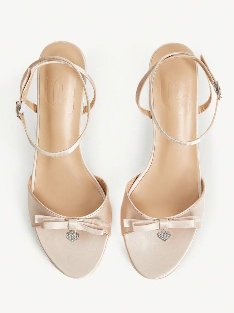 CUCCOO CHICEST Women's Apricot T-Strap Round Toe High Heel Sandals For Christmas Elegant Shoes Wedding Shoes Summer Shoes Bride Shoes