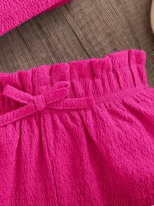 Emery Rose Kids Emery Rose Kids Youth Girl Knitted Solid Sleeveless Top And Shorts 2 Pieces Set - Hot Pink - View 3