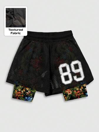 Street Life شورت رياضي رجالي كاجوال بأرقام الشارع بتصميم 2 في 1