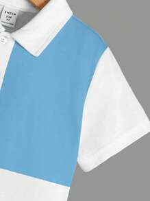 SHEIN Young Boys' Casual Color Block Pattern Comfortable Short Sleeve Polo Shirt, Suitable For Spring & Summer - Multicolor - View 5